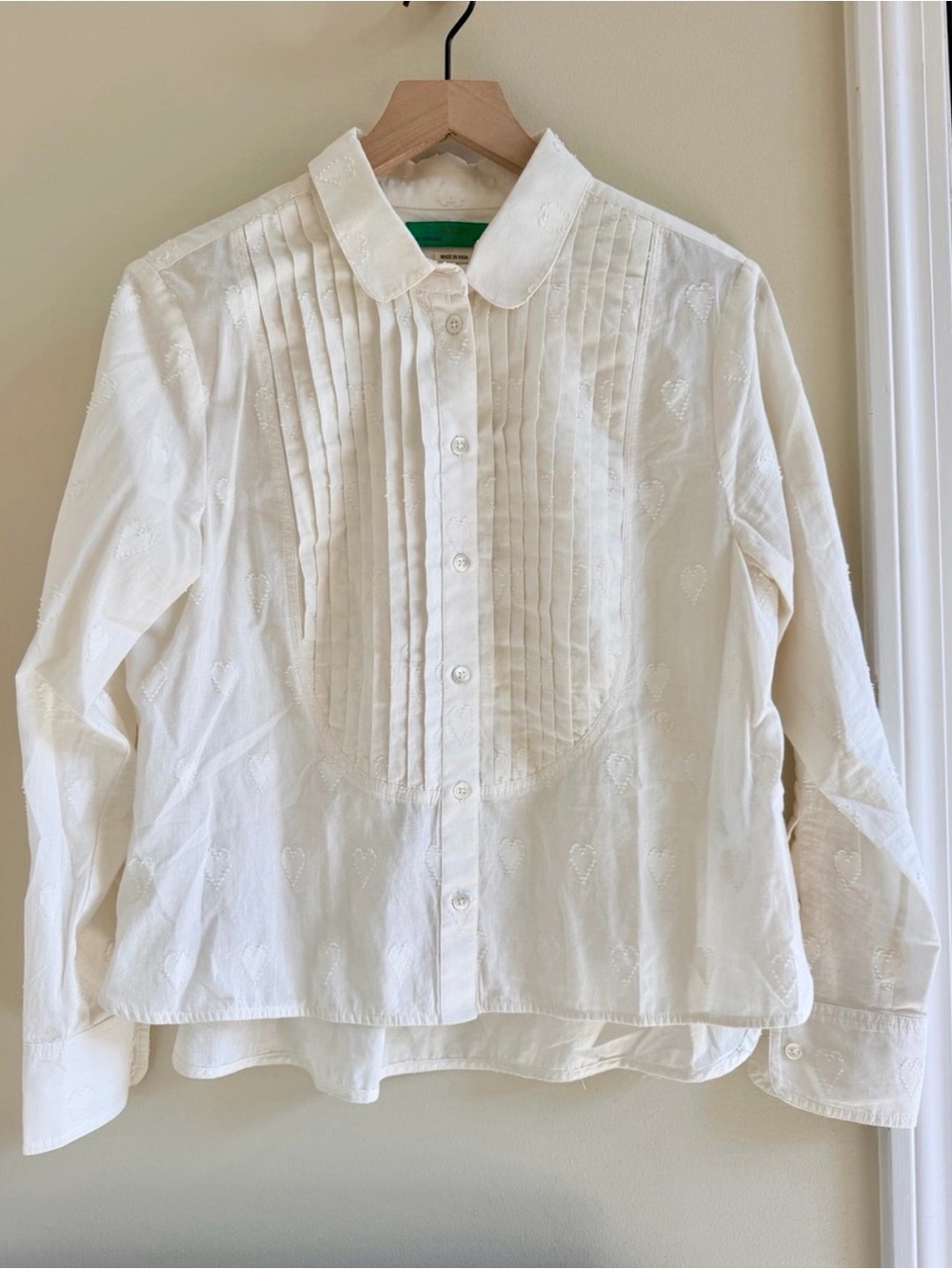 Clare V Anette Tuxedo Shirt - Cream Heart Coupé - $245